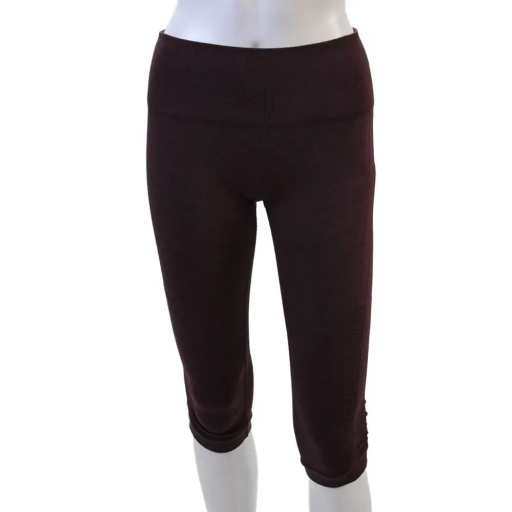 Lululemon Womens Ruched Bottom Pull On Cropped Leggings Purple Size 6